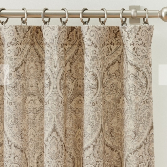 Pottery Barn Mackenna Paisley Printed Blackout Curtain 50x96  Taupe - Picture 2 of 6